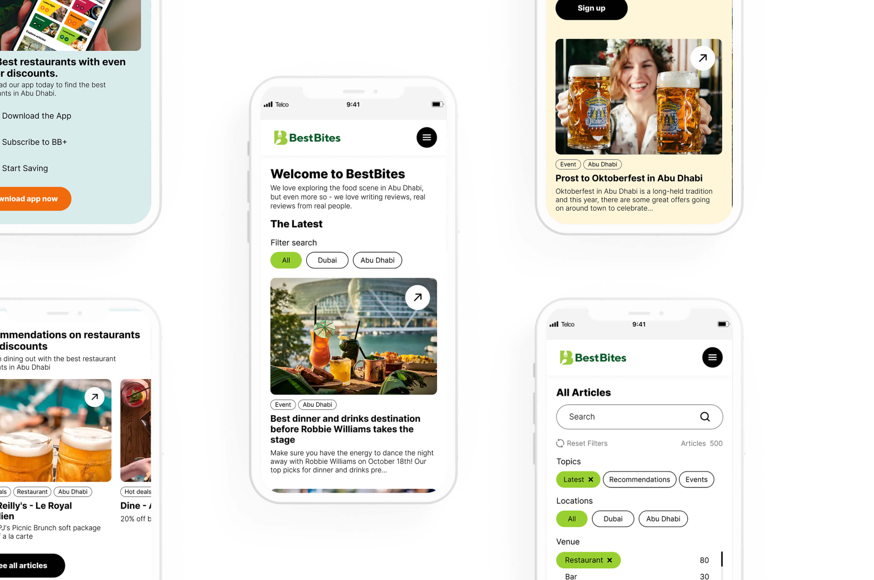 Best Bites responsive website and app interface examples