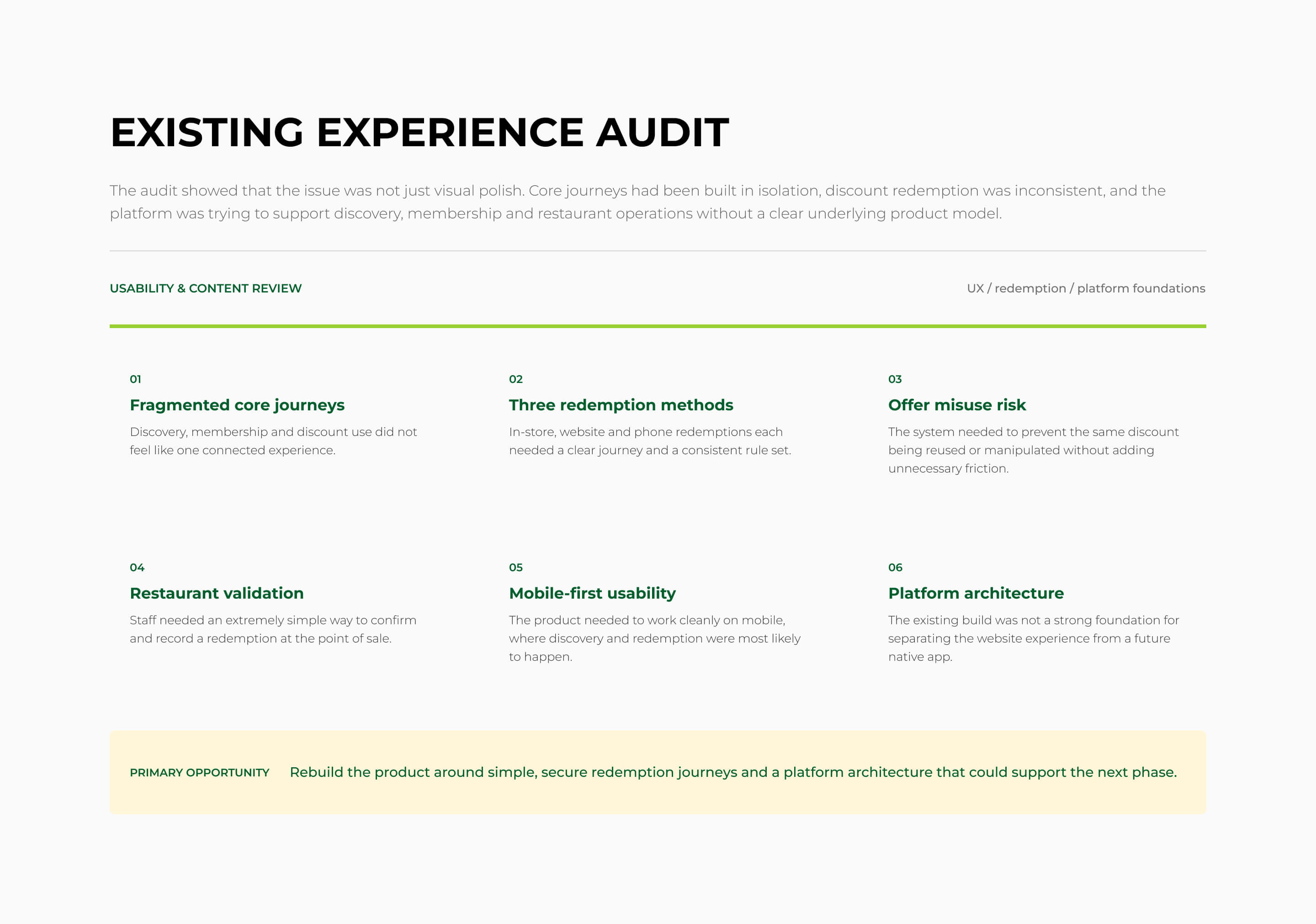 Best Bites existing experience audit