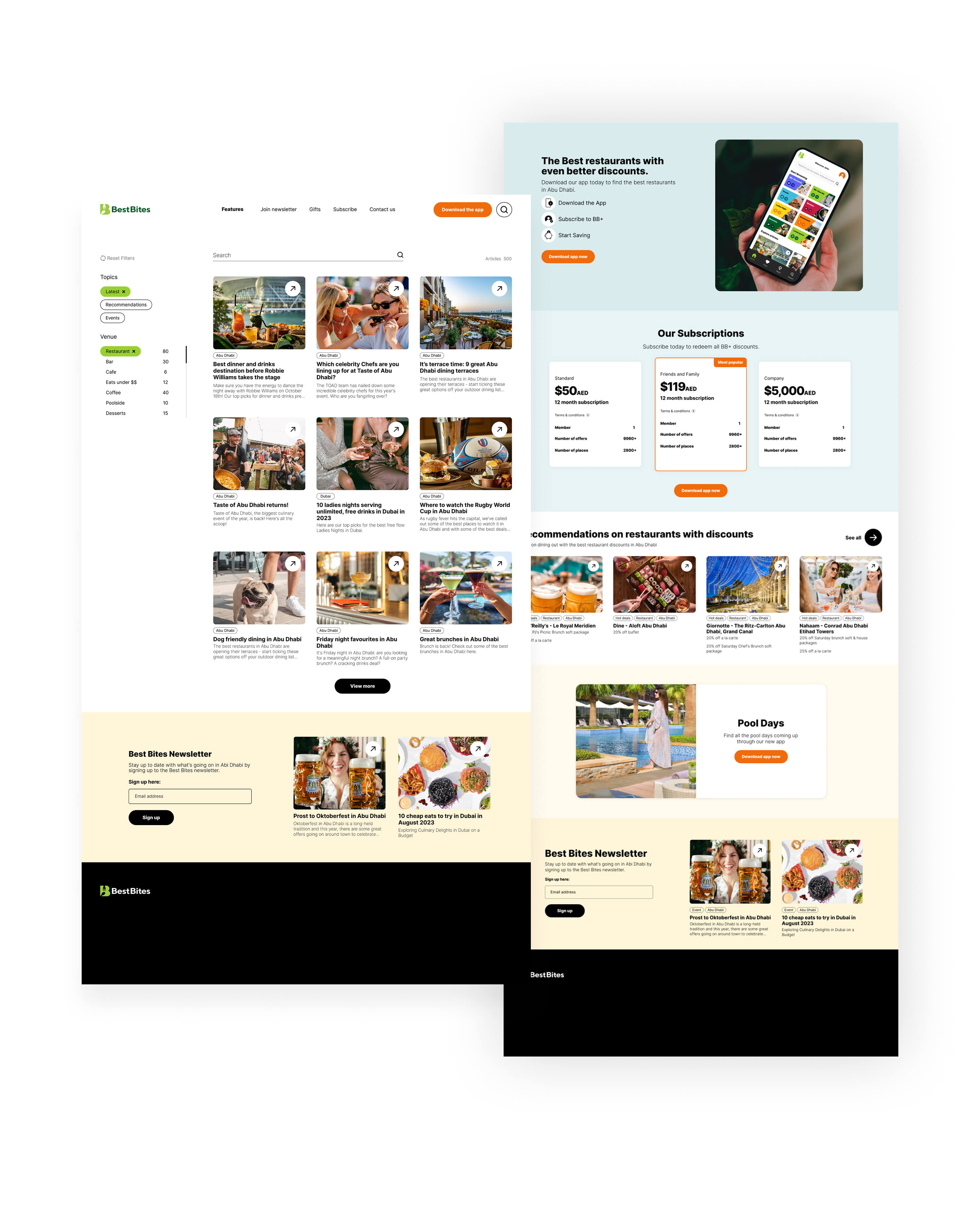 Best Bites responsive website layouts