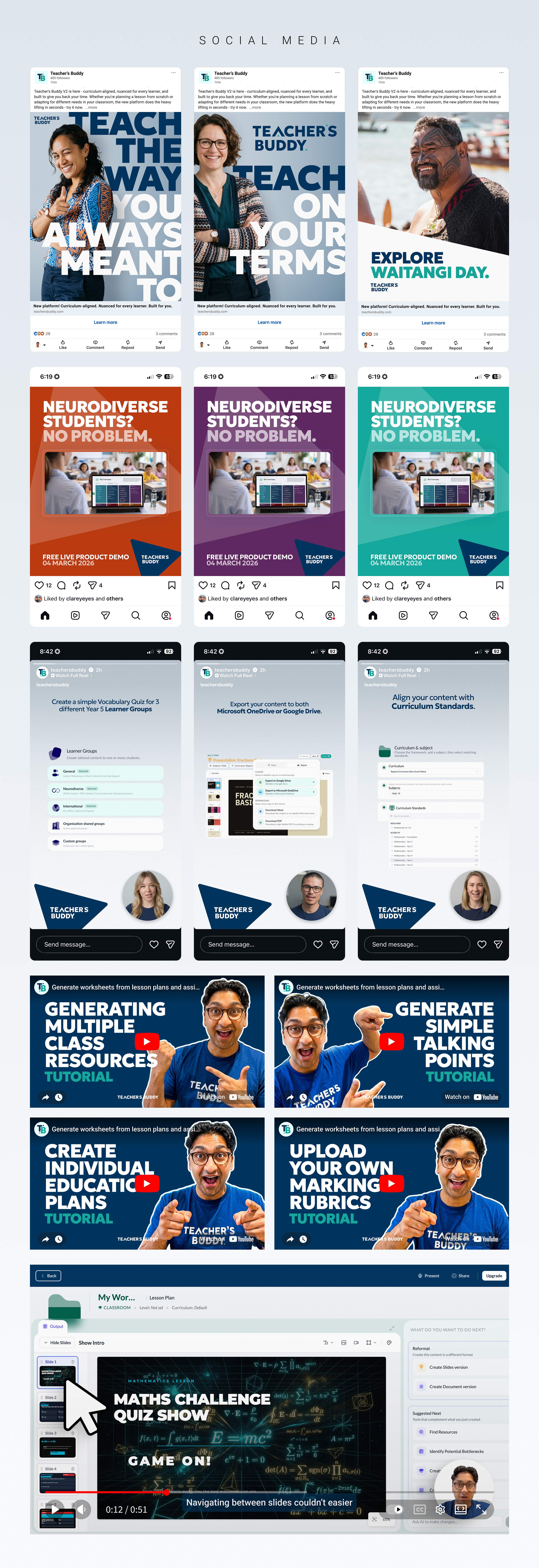 Teacher's Buddy social content, product demonstrations and launch communications