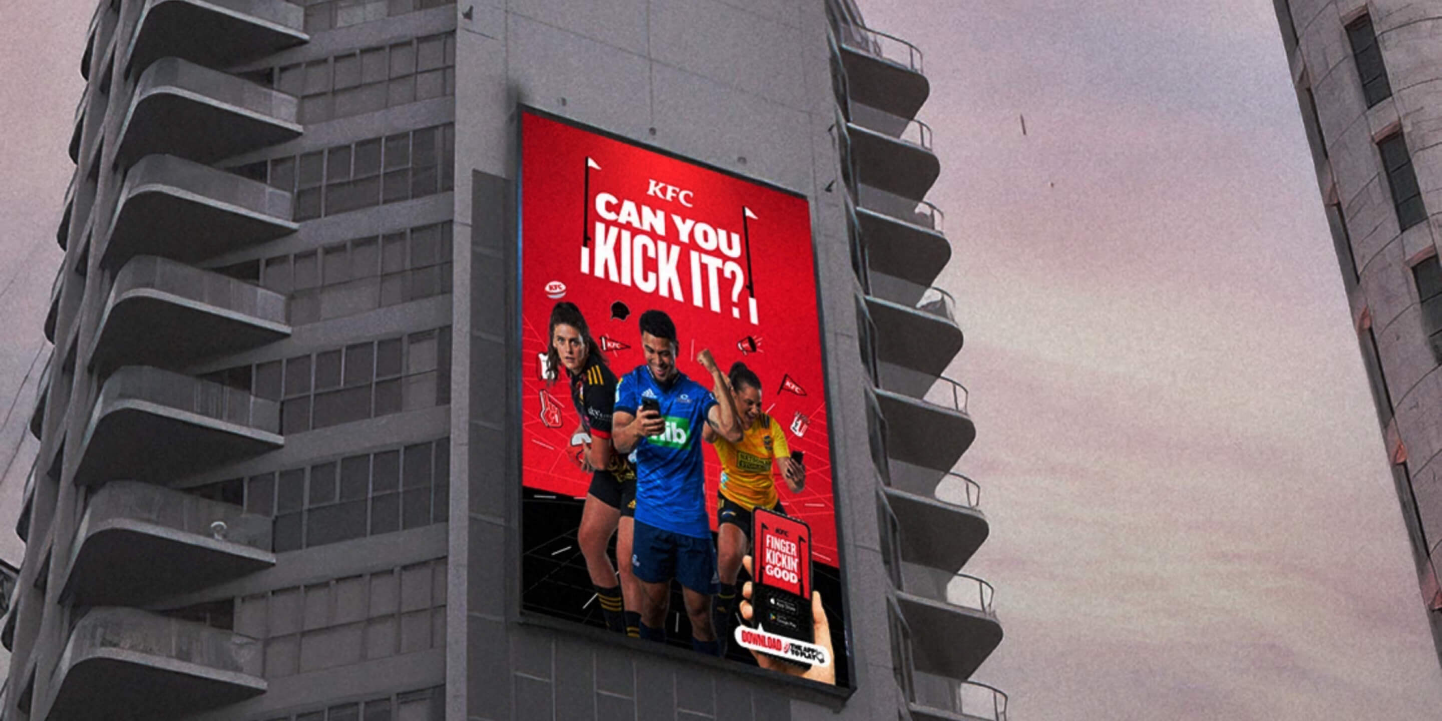 KFC Kicking Game outdoor campaign billboard