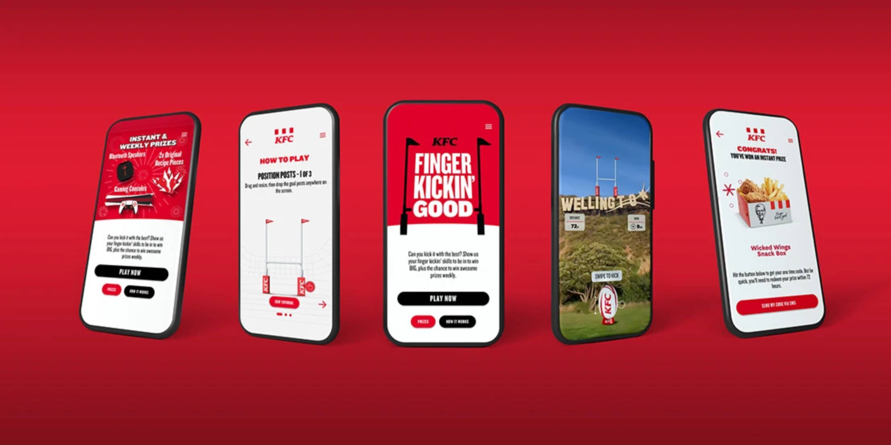 Final KFC Kicking Game mobile experience screens