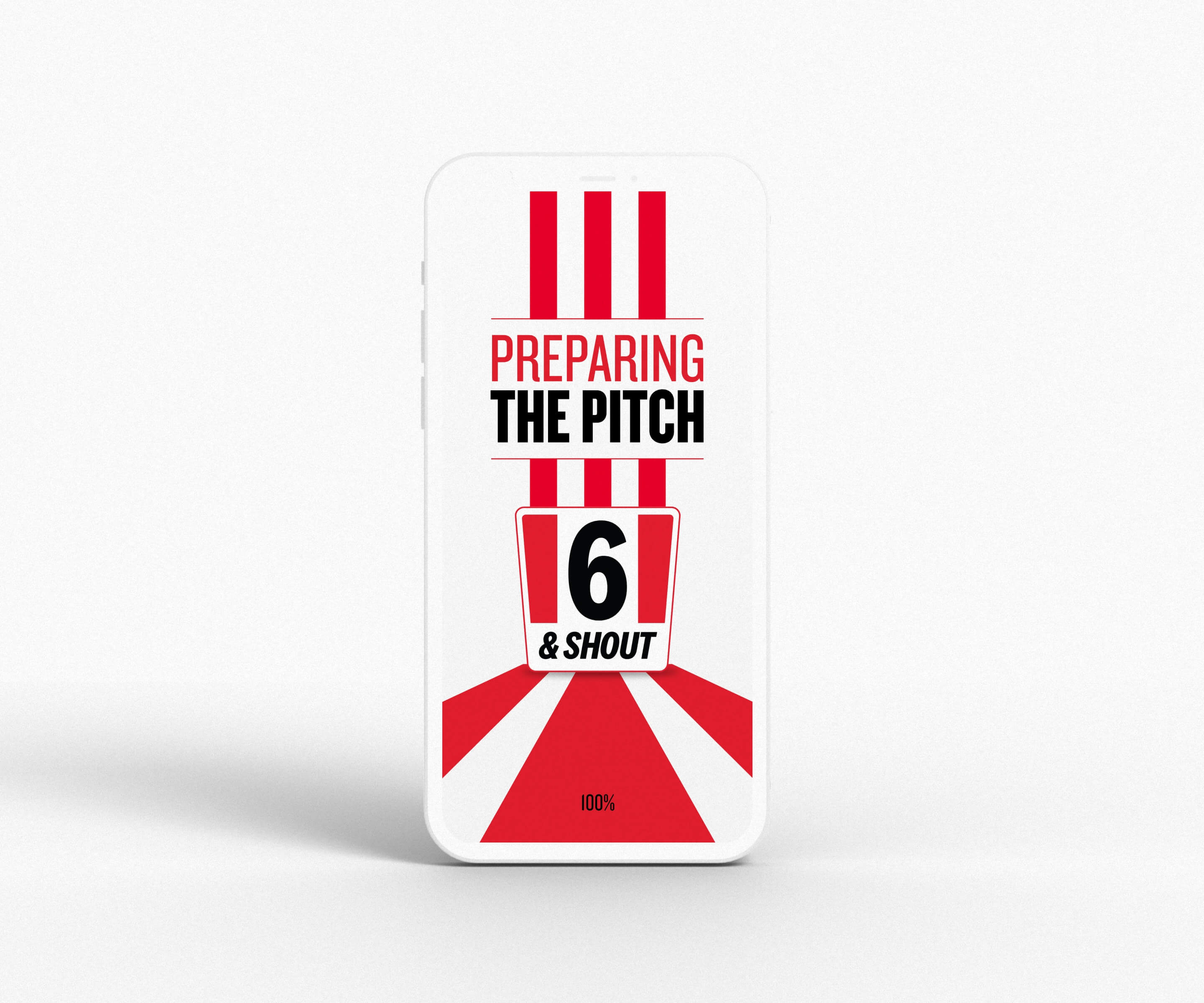 KFC Six & Shout preparing the pitch screen on a mobile phone
