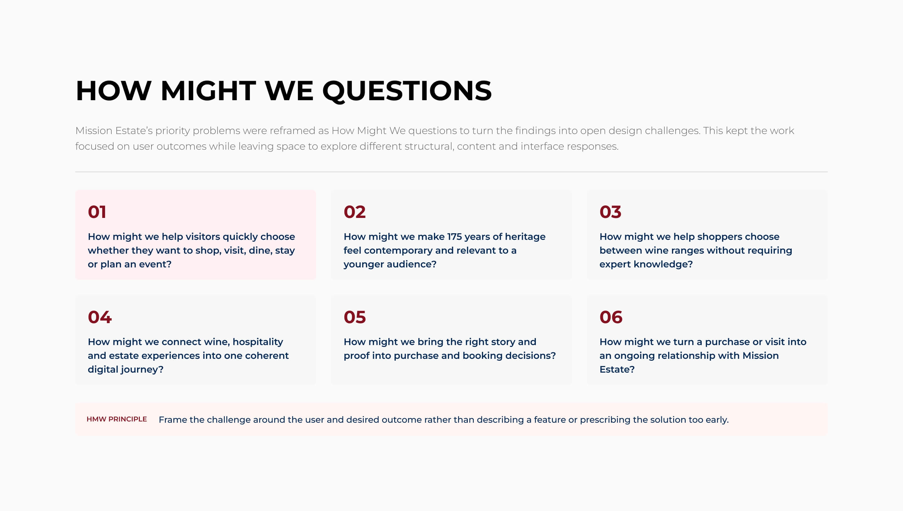 Mission Estate How Might We questions