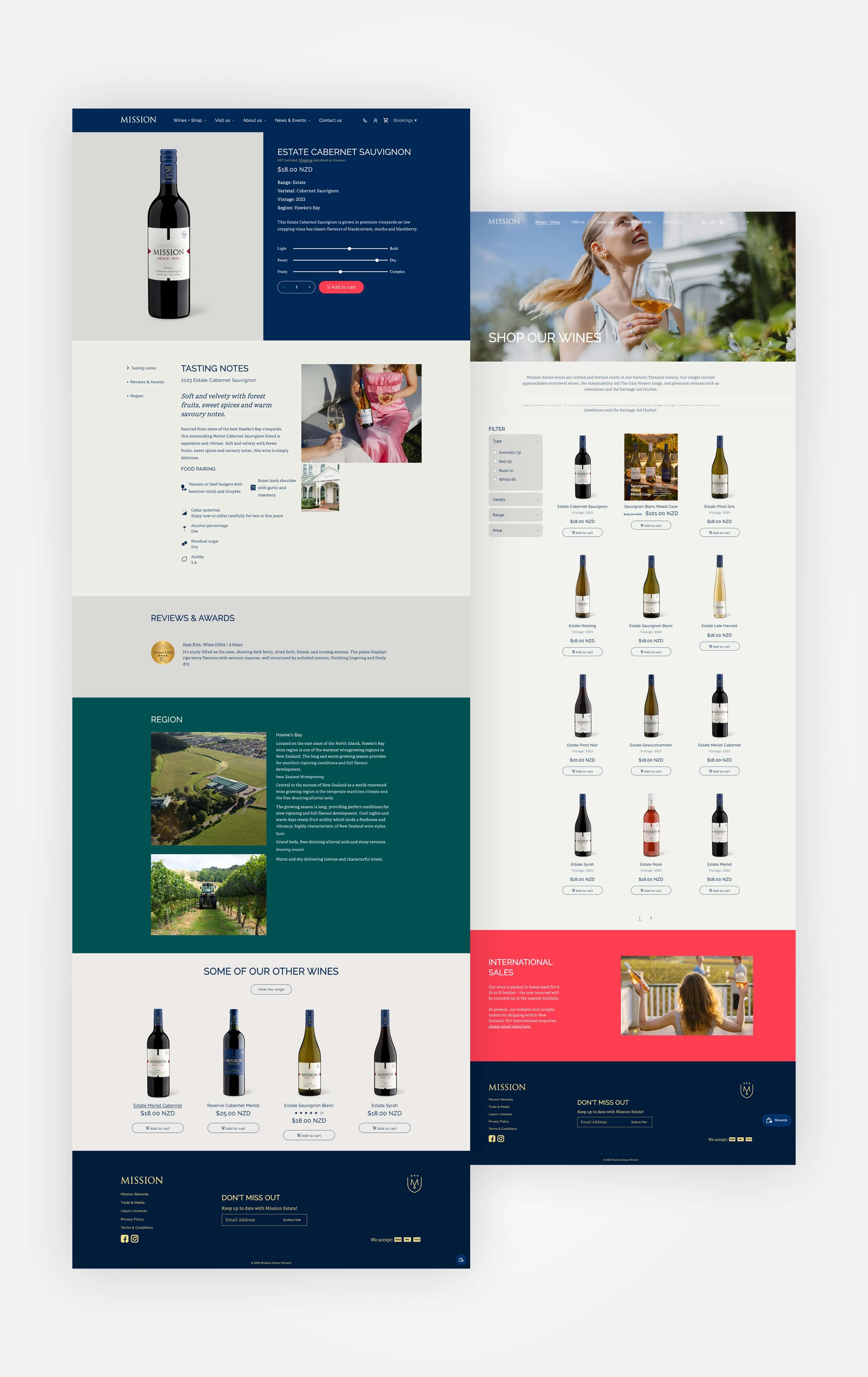 Mission Estate final e-commerce and product page designs