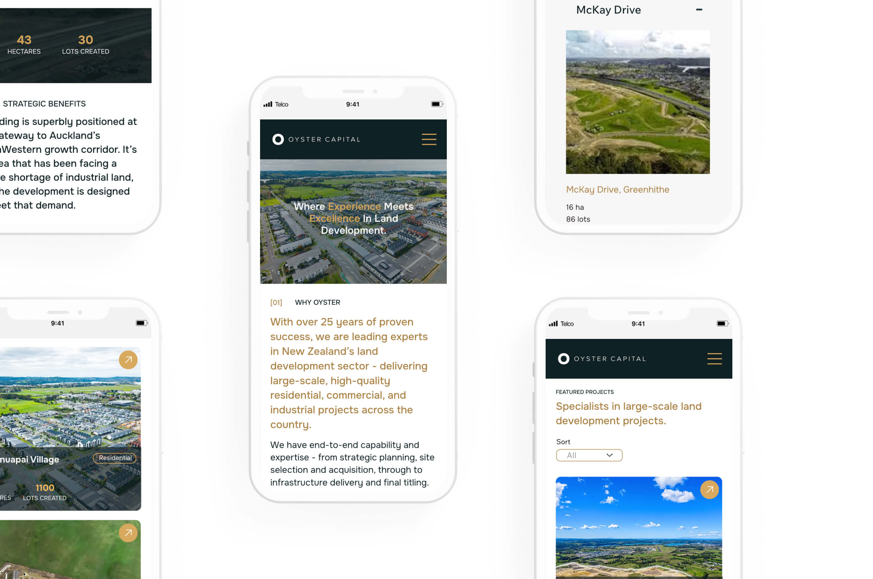 Oyster Capital responsive project and capability pages