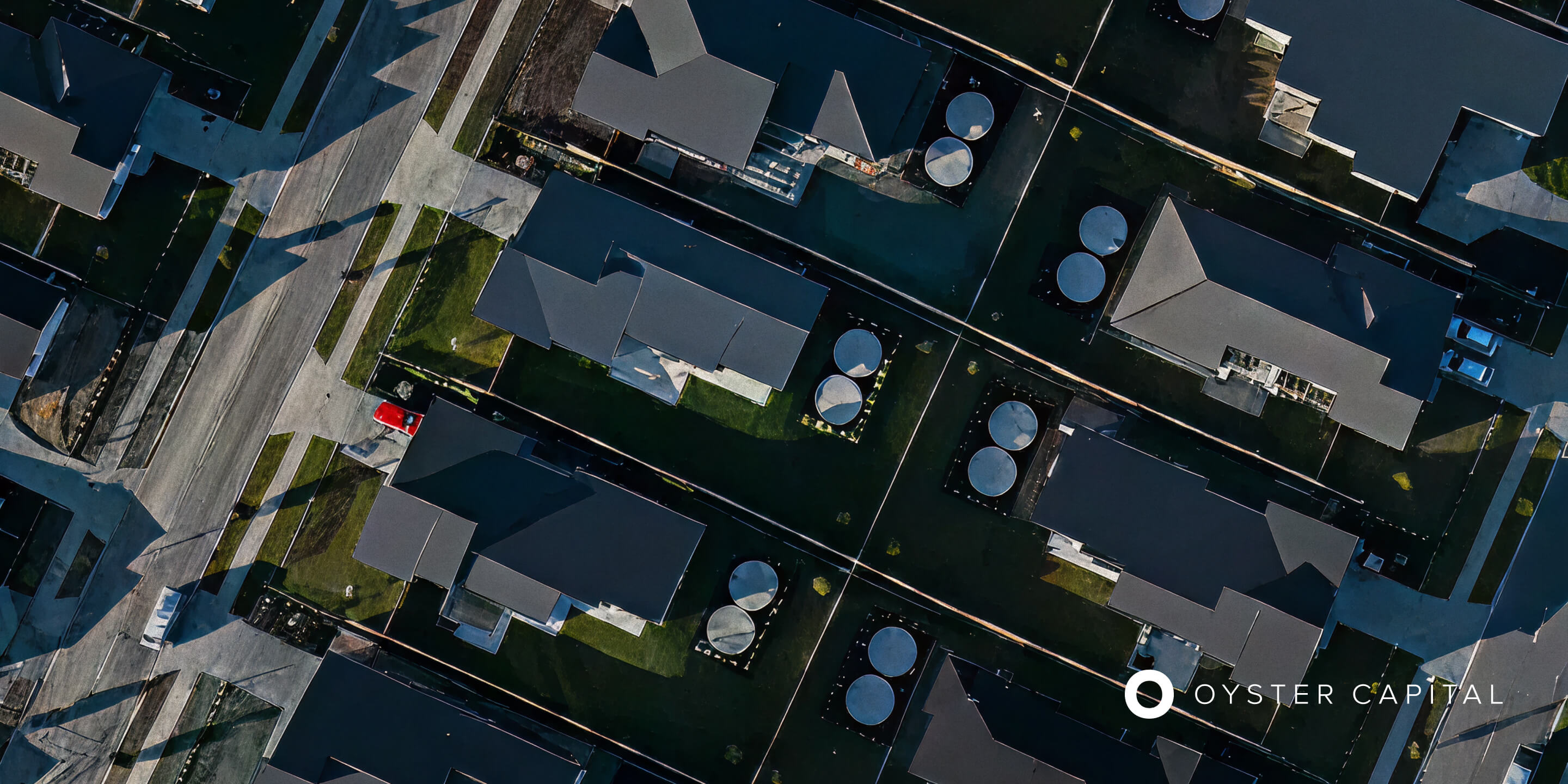Aerial view of an Oyster Capital residential development