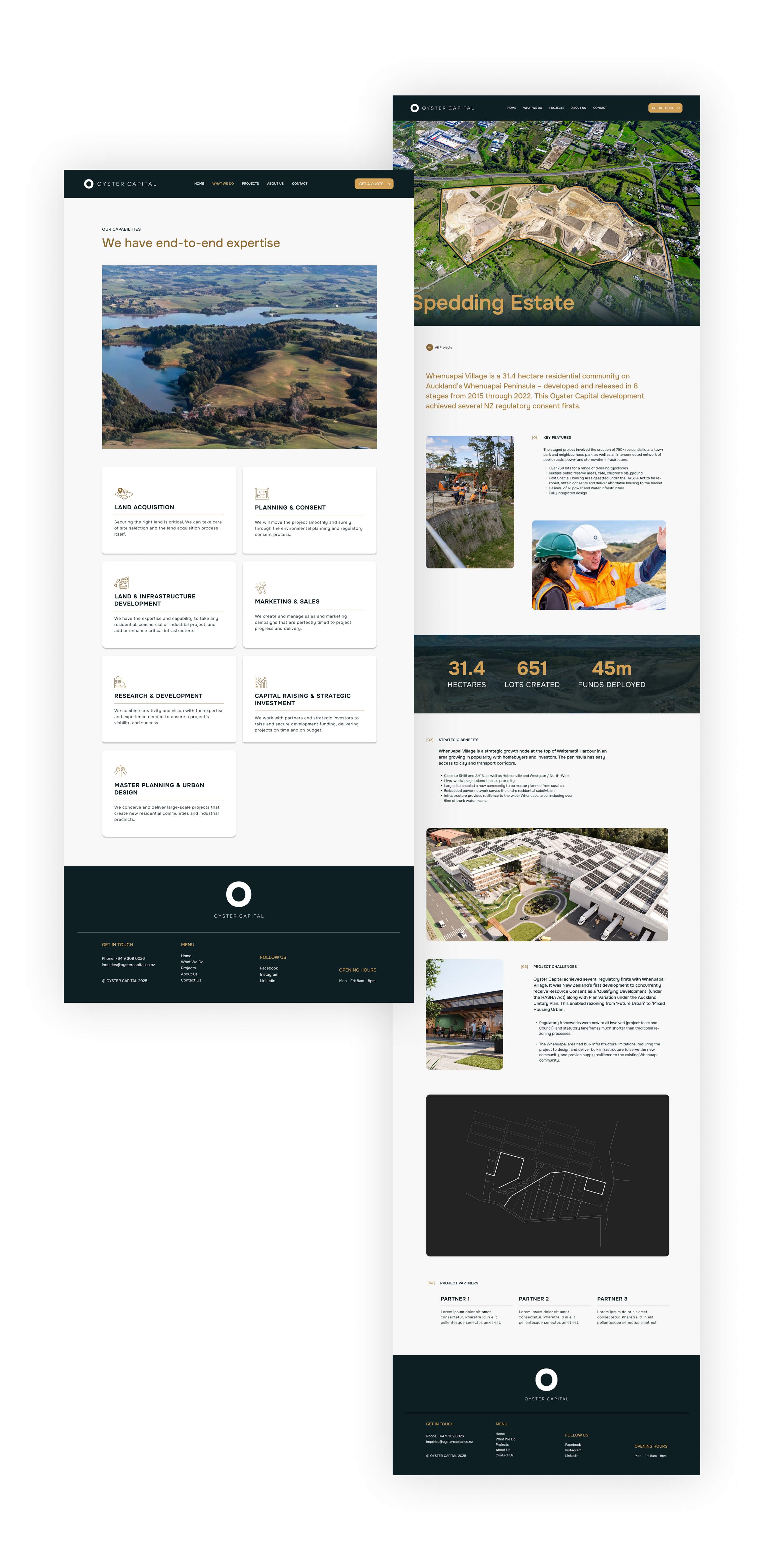 Oyster Capital responsive website layouts