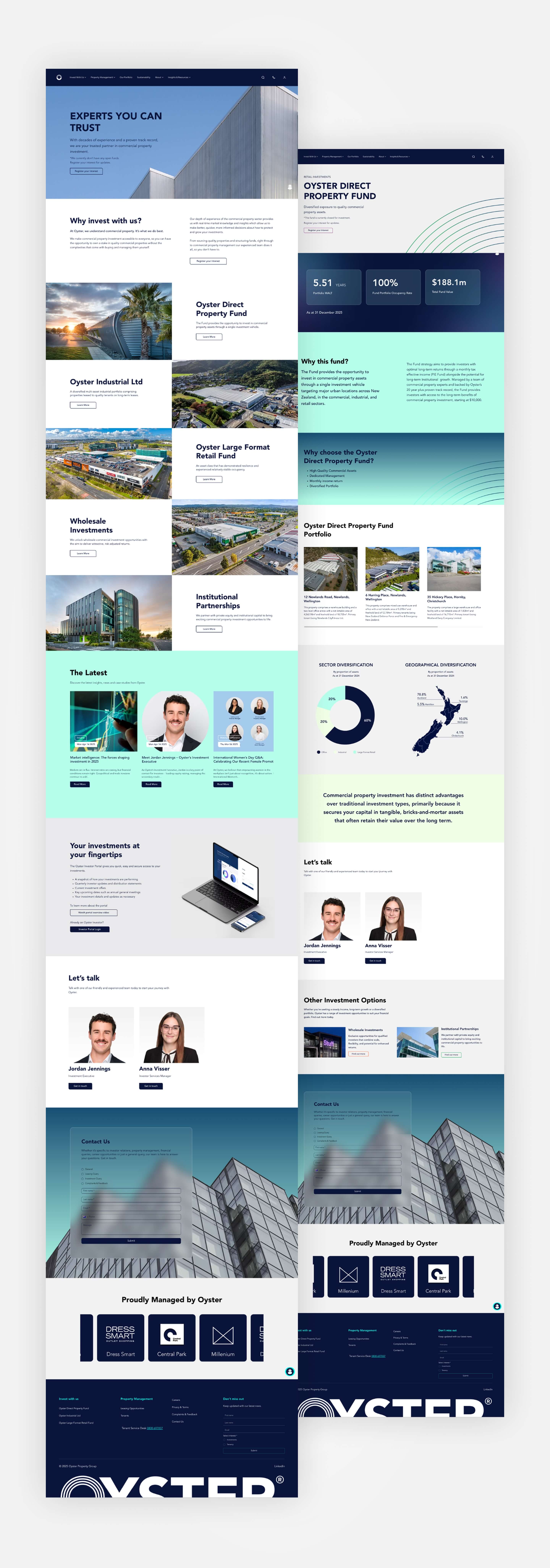 Oyster Property final website layouts and responsive designs