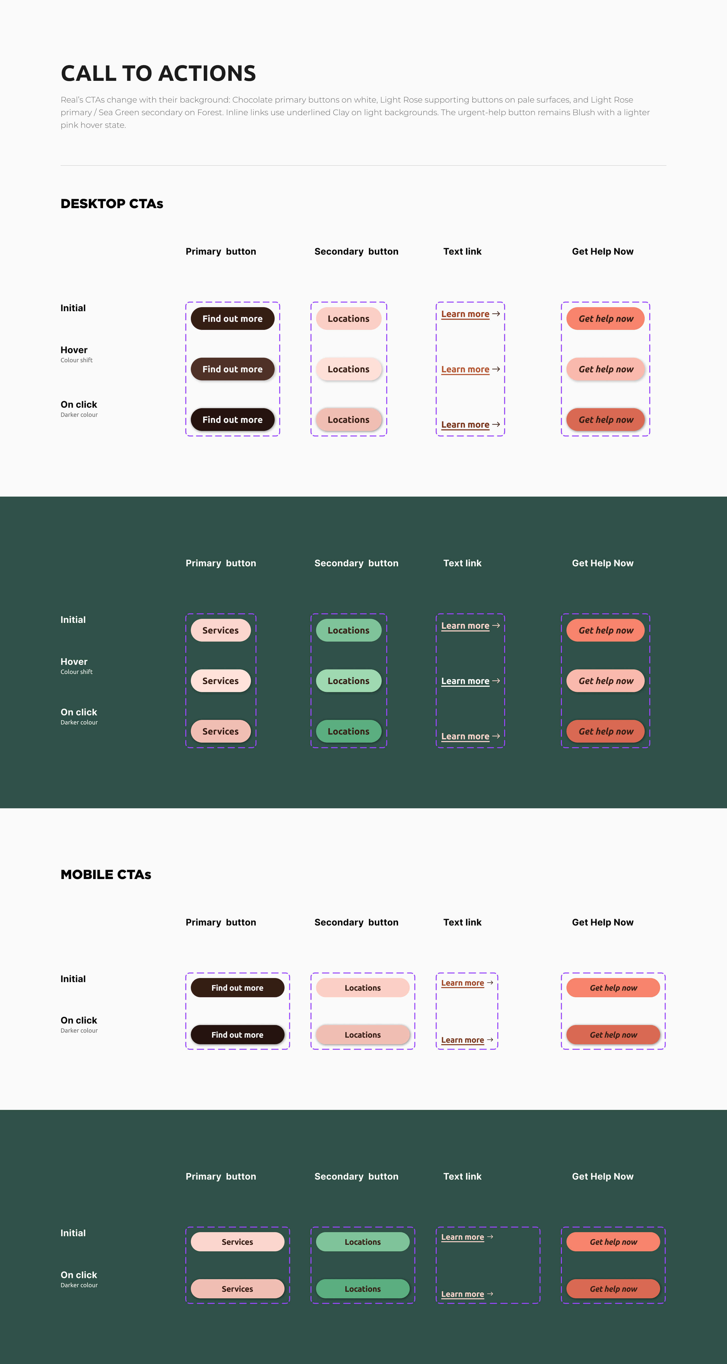 Real desktop and mobile call-to-action states
