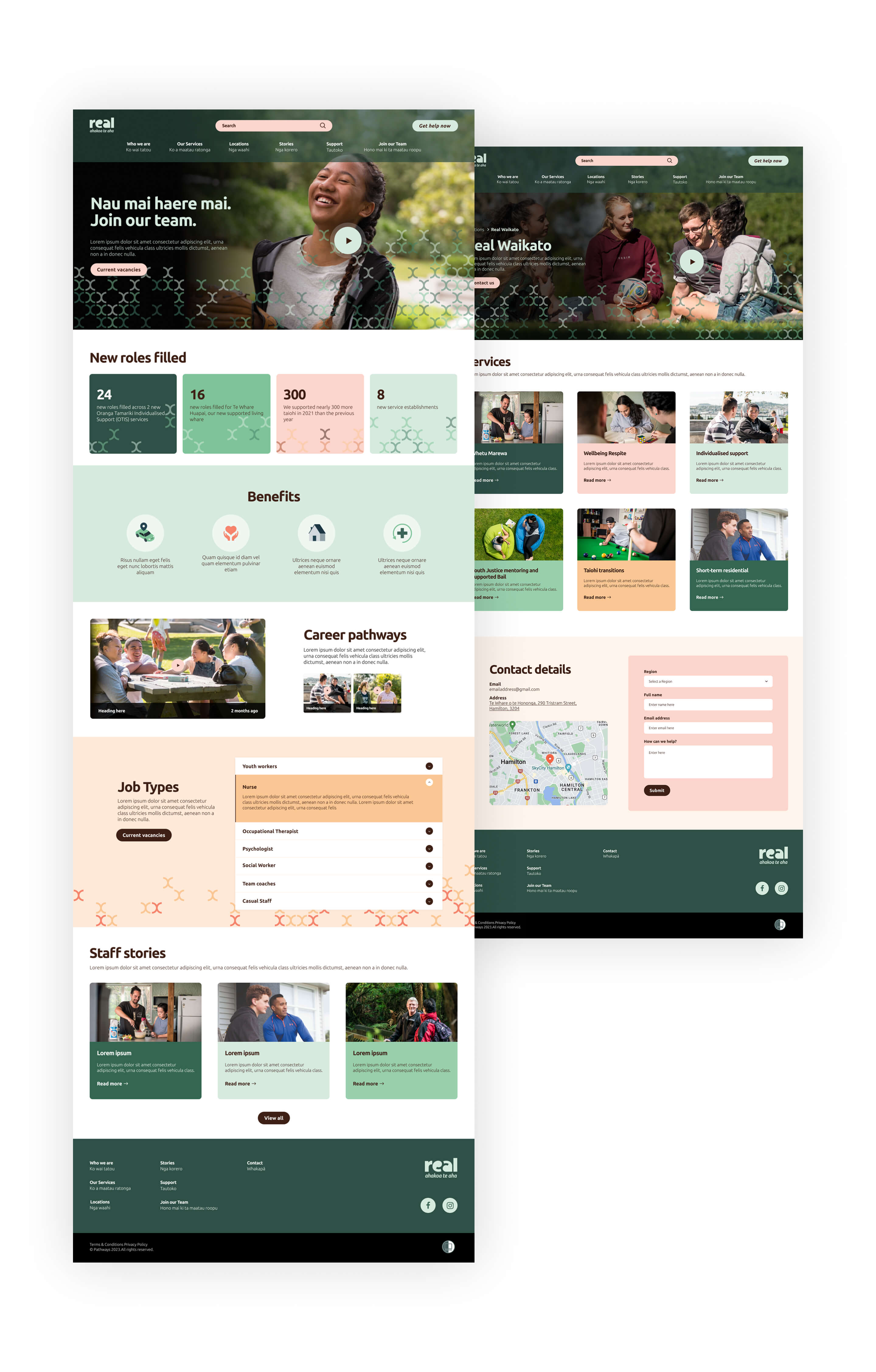 Real careers and services website page designs