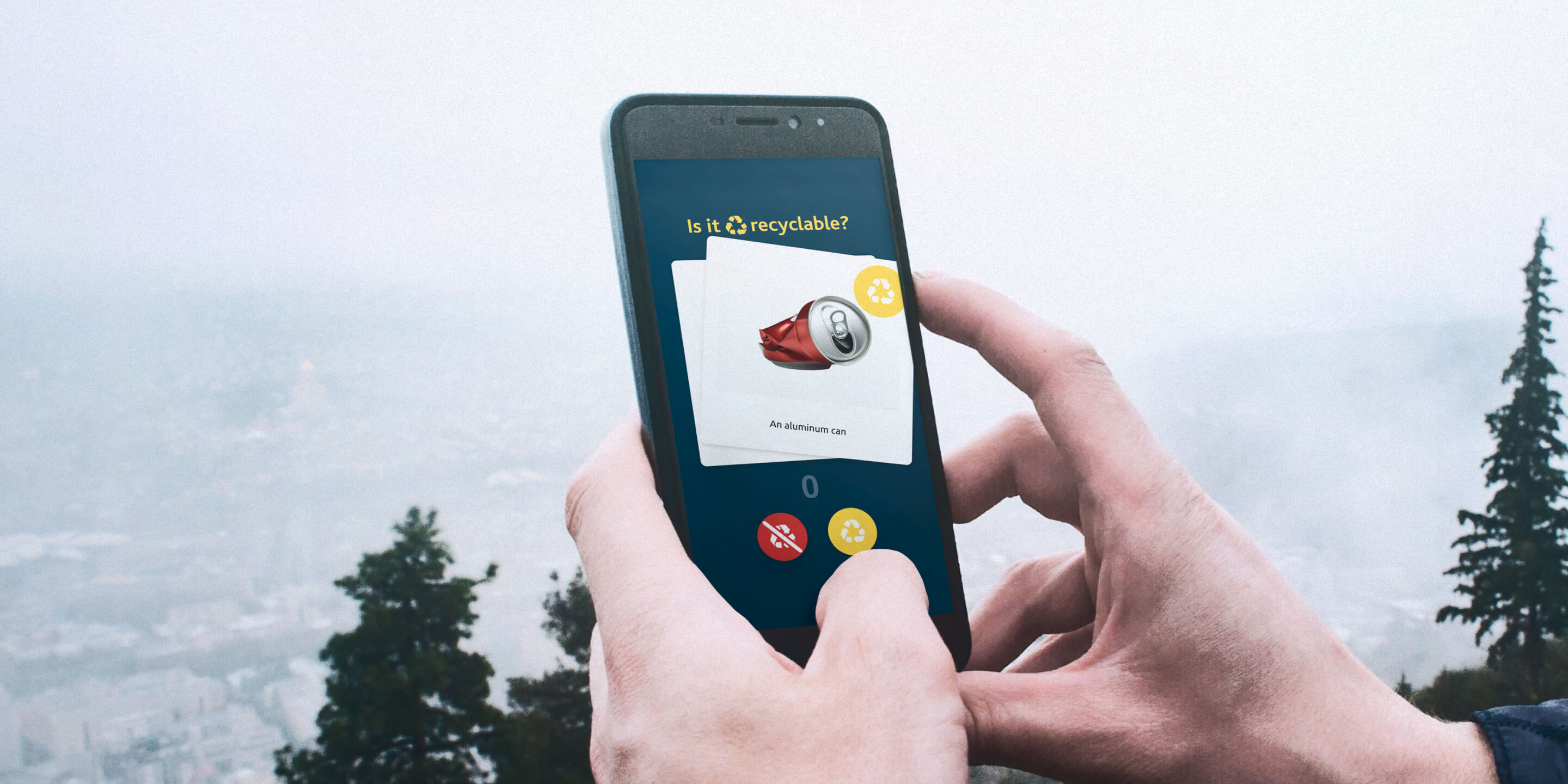 Recycle Right game being played on a phone outdoors