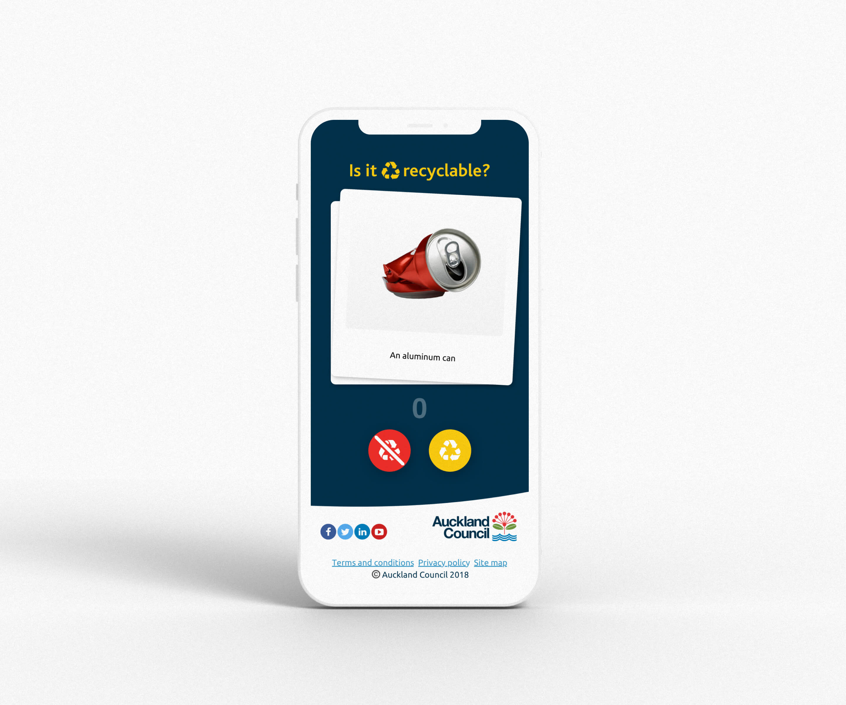 Recycle Right recyclable item card displayed on a mobile phone