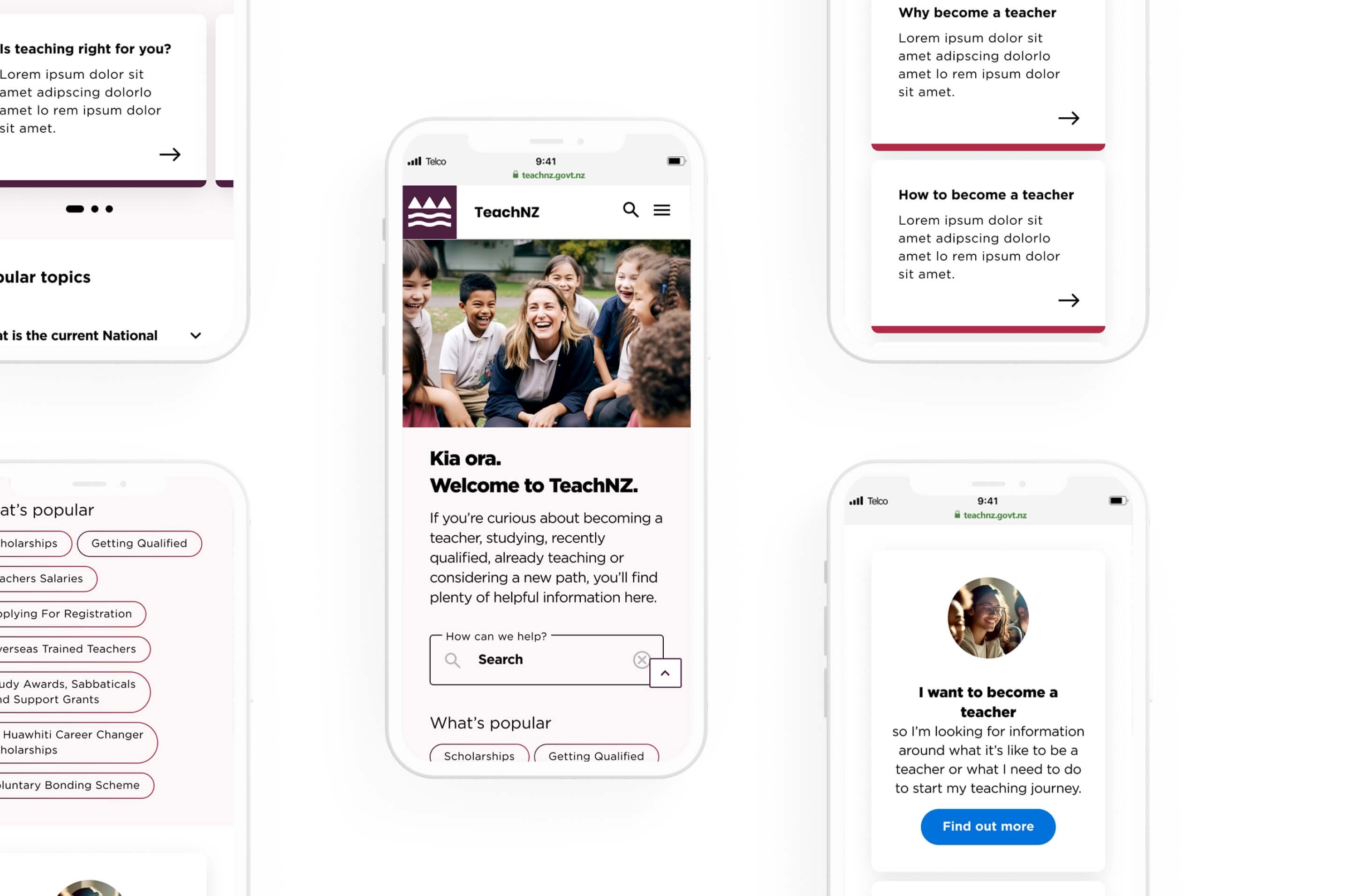 TeachNZ mobile content and pathway interface examples