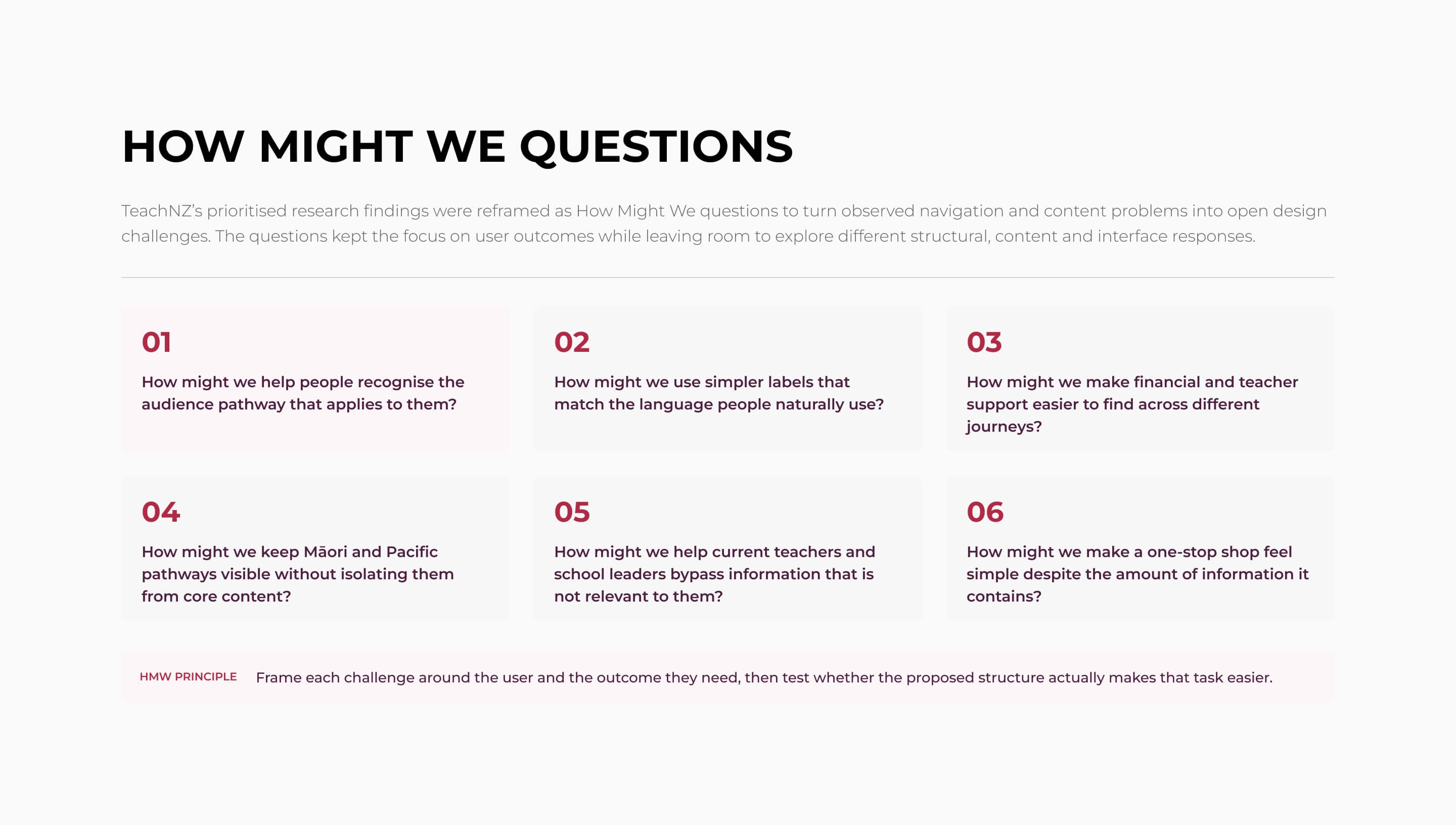 TeachNZ How Might We questions
